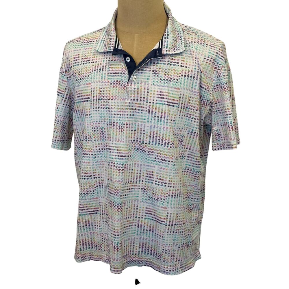 BUGATCHI Printed Golf Polo Shirt Top 100% mercerized cotton Men XL